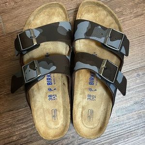 Birkenstock Arizona slides.